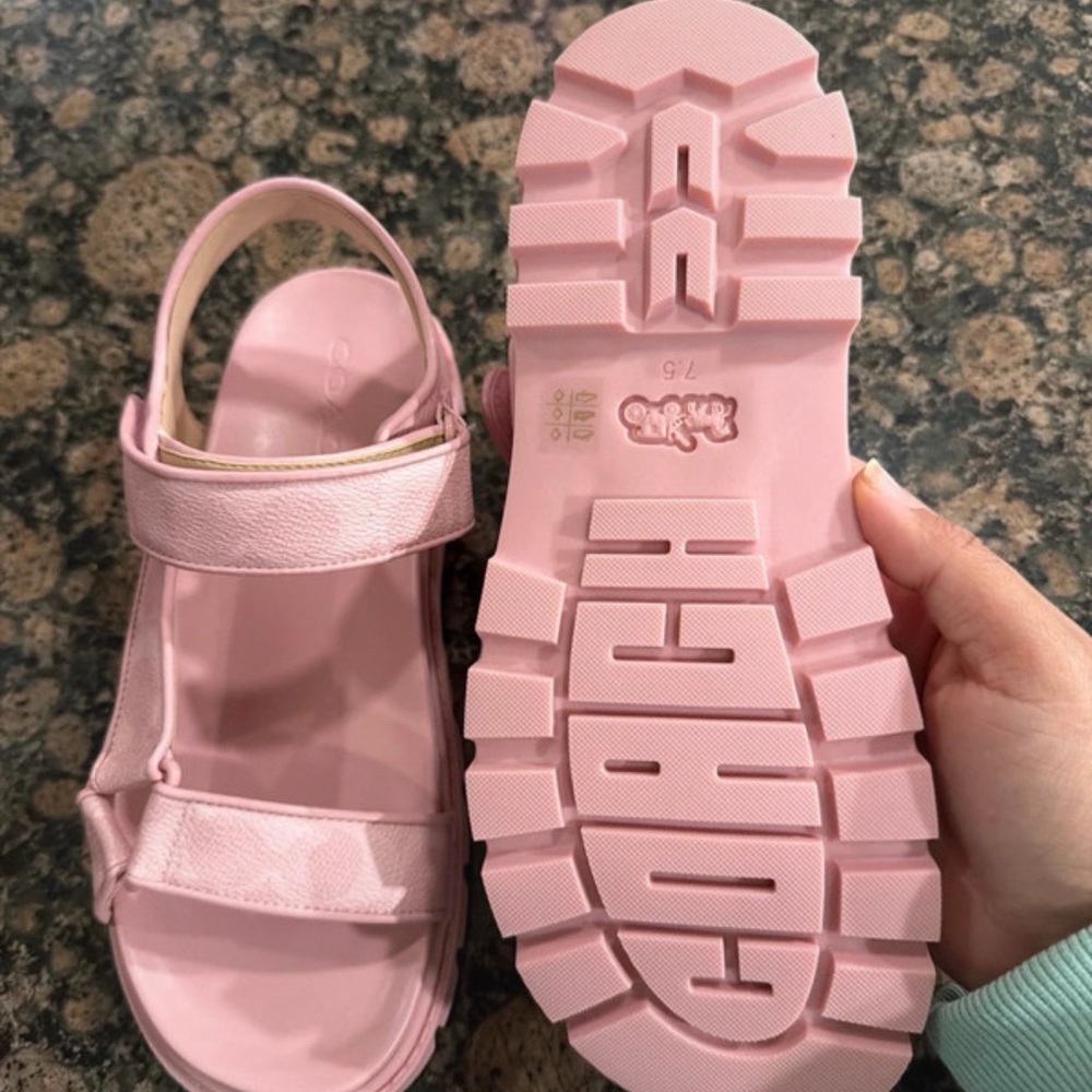 Coach NWOT Pink Velcro Strap Sandals 7.5 - Picture 3 of 3
